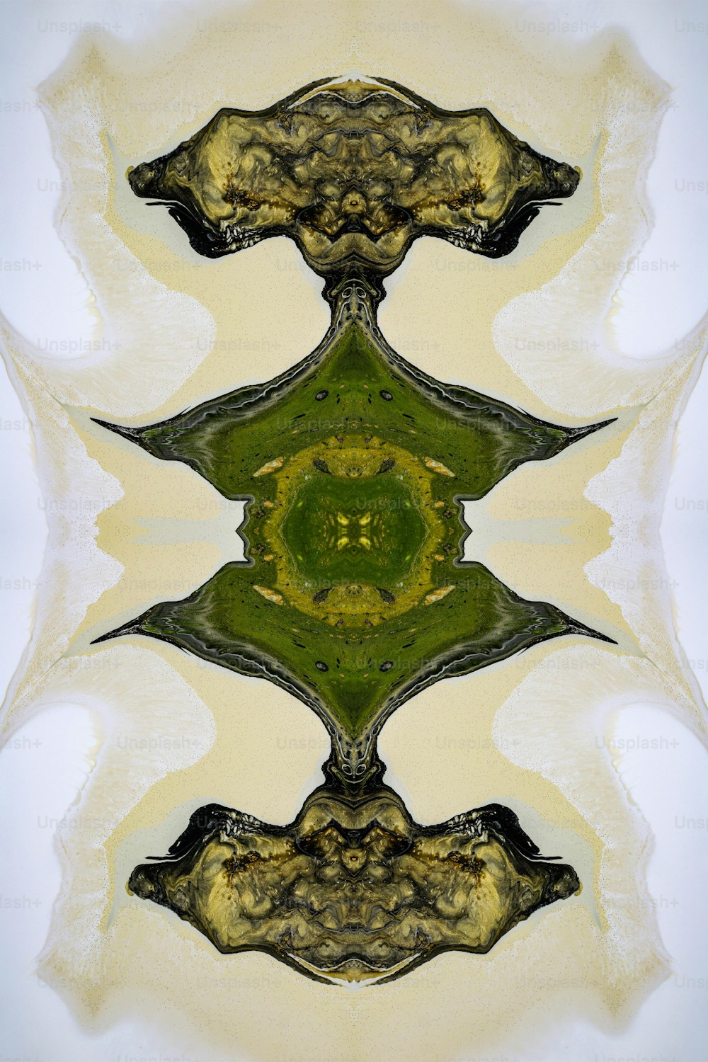 an abstract photograph of a green and yellow flower