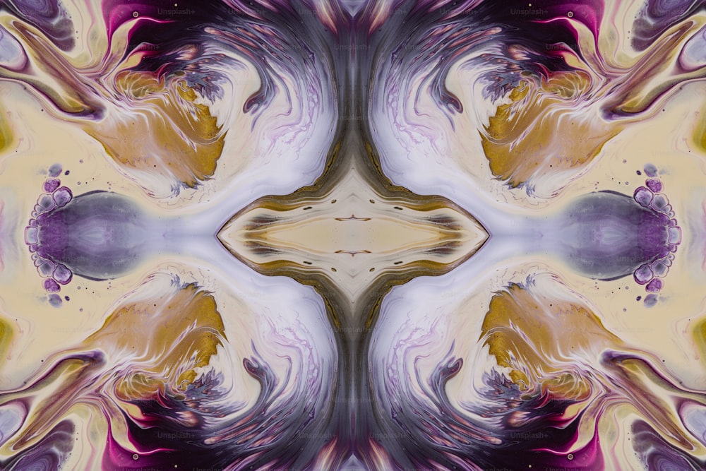 Una imagen de un diseño abstracto en amarillo y púrpura