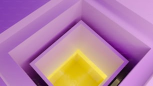 a yellow square in a purple square in a room