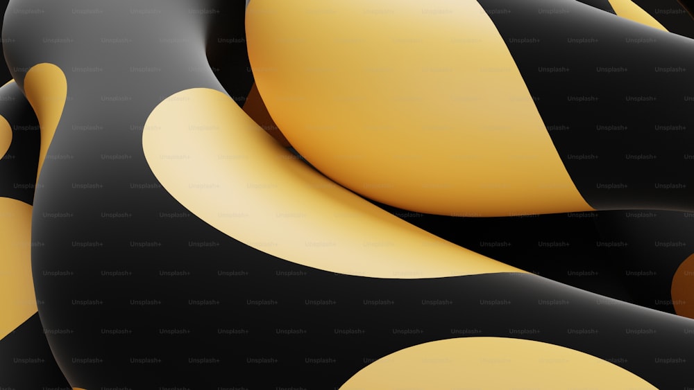 a black and yellow abstract background with curves