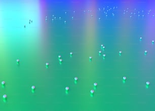 a green and blue background with lots of bubbles