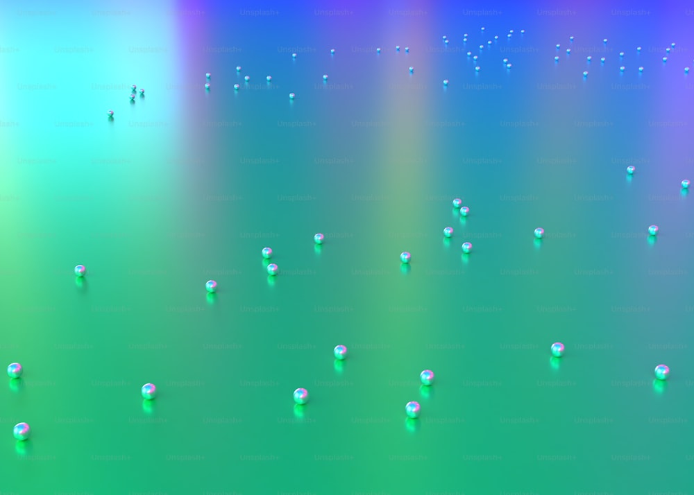 ein grüner und blauer Hintergrund mit vielen Blasen