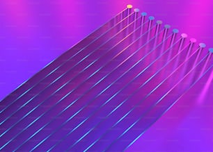 a purple background with a row of lights