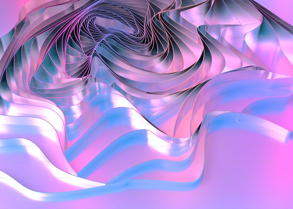 ein computergeneriertes Bild einer Welle in Rosa und Blau