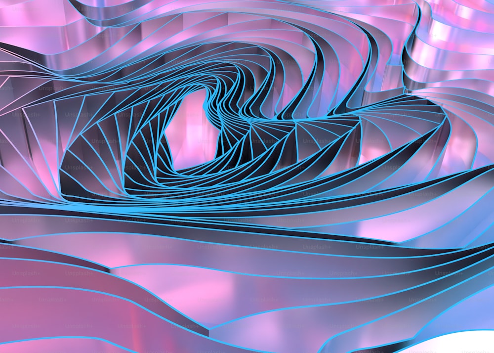 a computer generated image of a blue and pink swirl