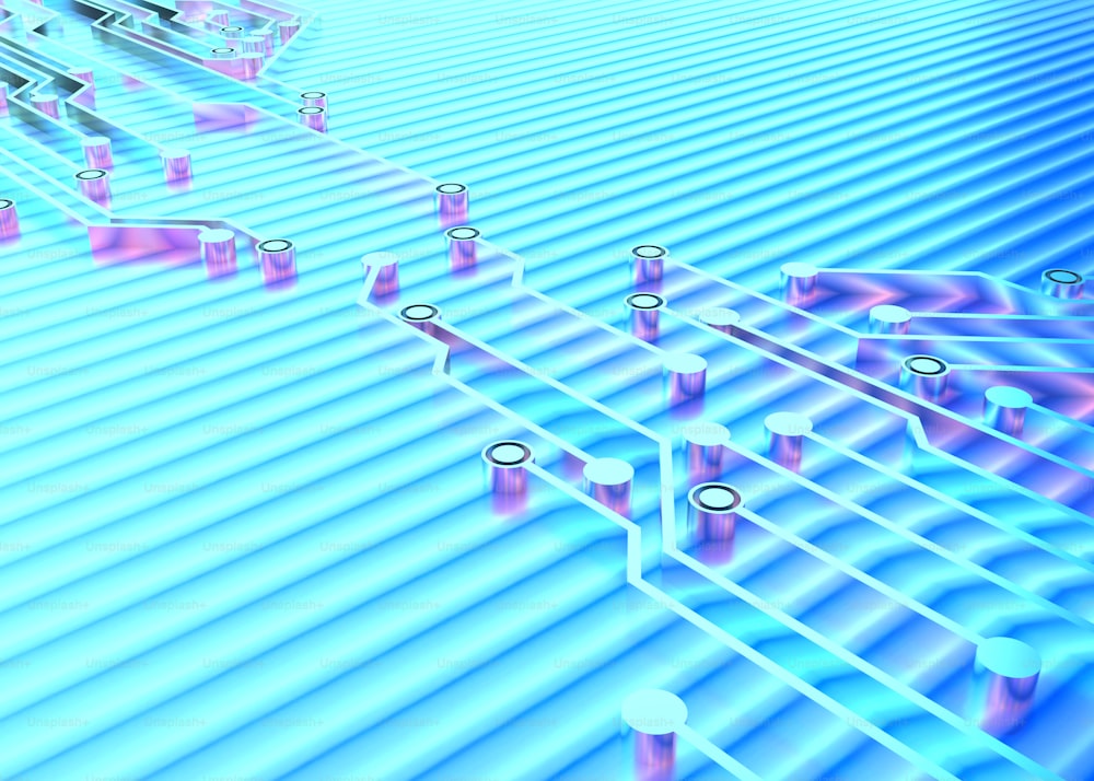 Una imagen generada por computadora de una estructura azul y rosa