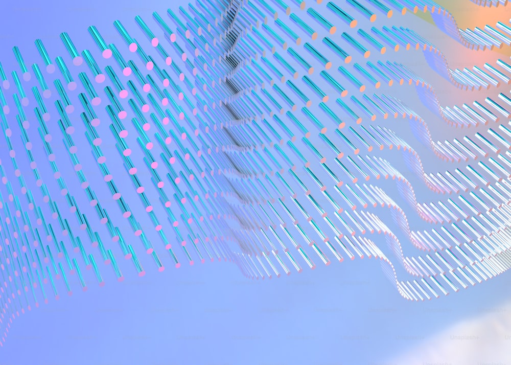 uma imagem abstrata de uma estrutura azul e branca