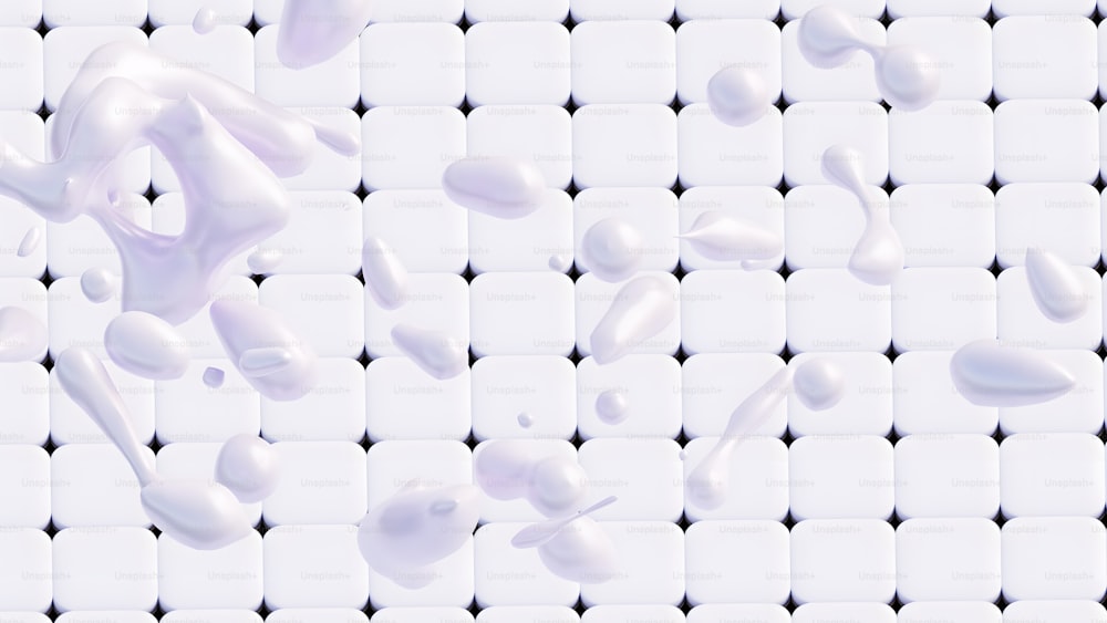 a white tiled wall with a lot of bubbles