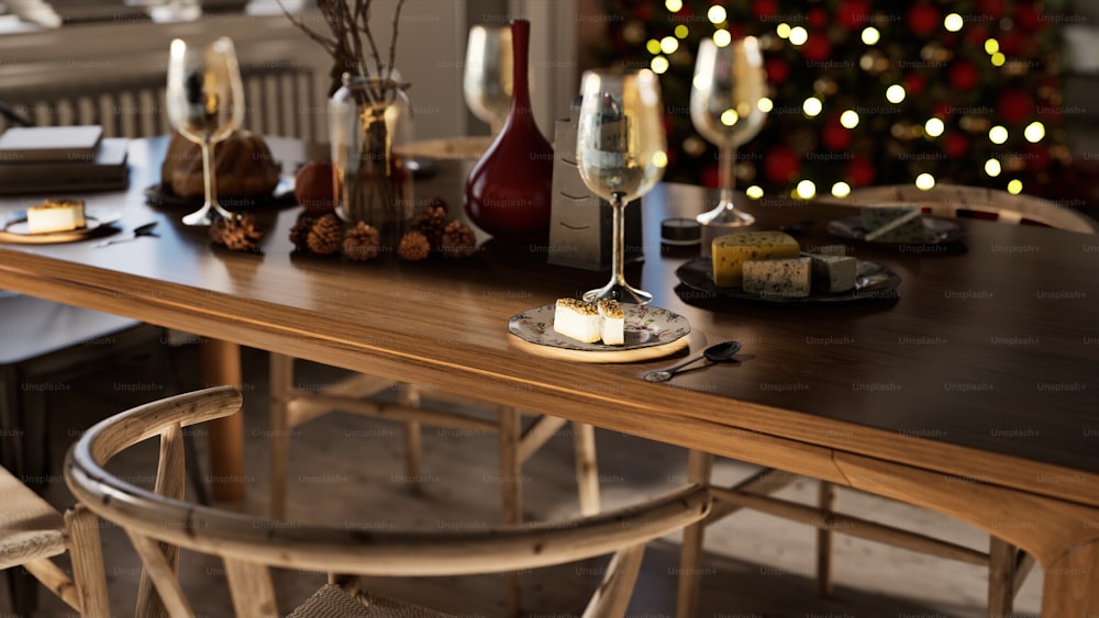 une table en bois surmontée de verres de vin