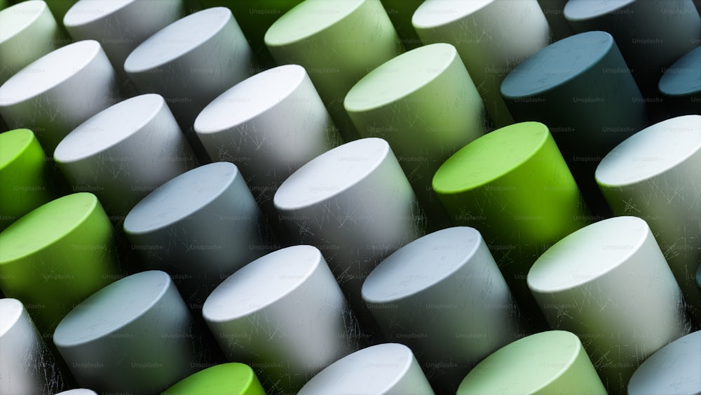 a close up of a bunch of green and white buttons