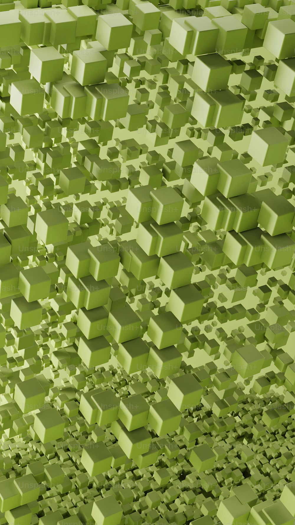 a very large group of cubes that are green