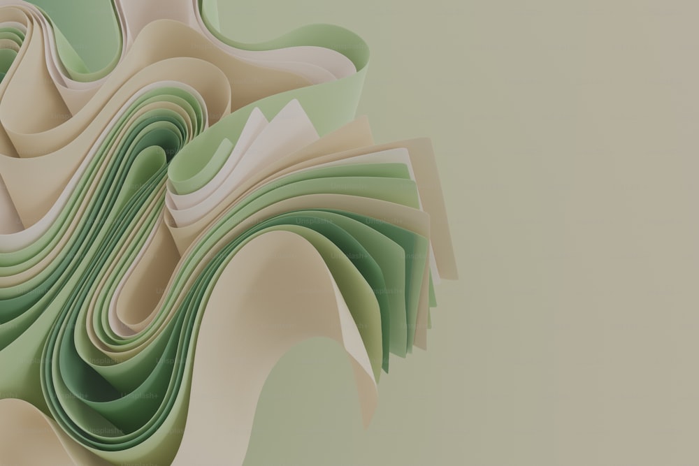 Una imagen abstracta de una ola verde y blanca