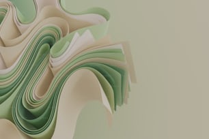 Une image abstraite d’une vague verte et blanche