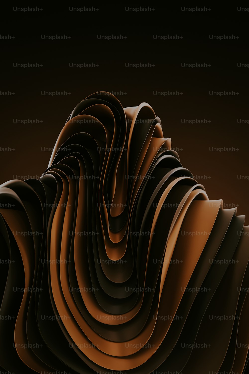 Una imagen generada por computadora de una ola marrón y negra