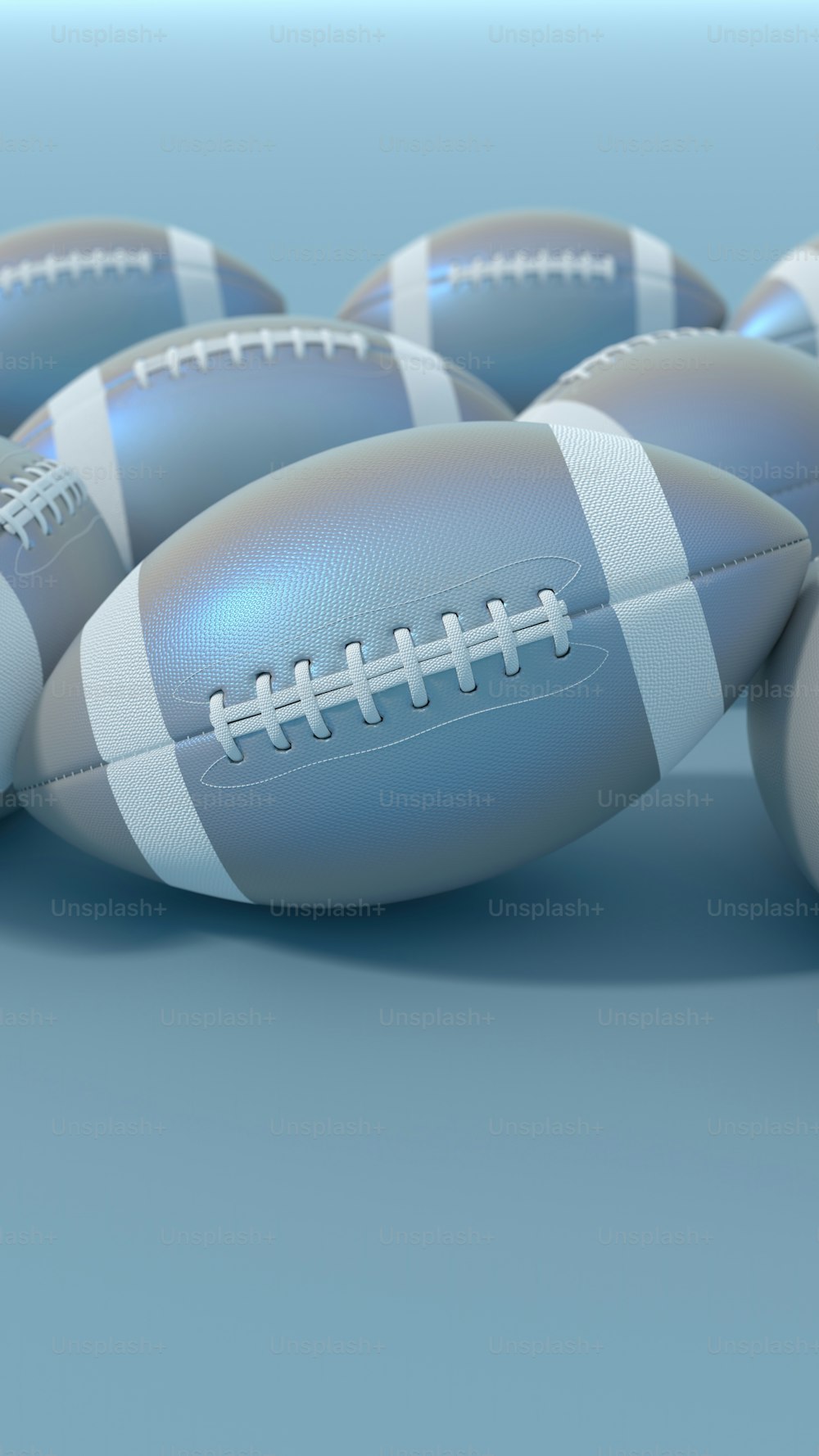 a close up of a football on a blue background