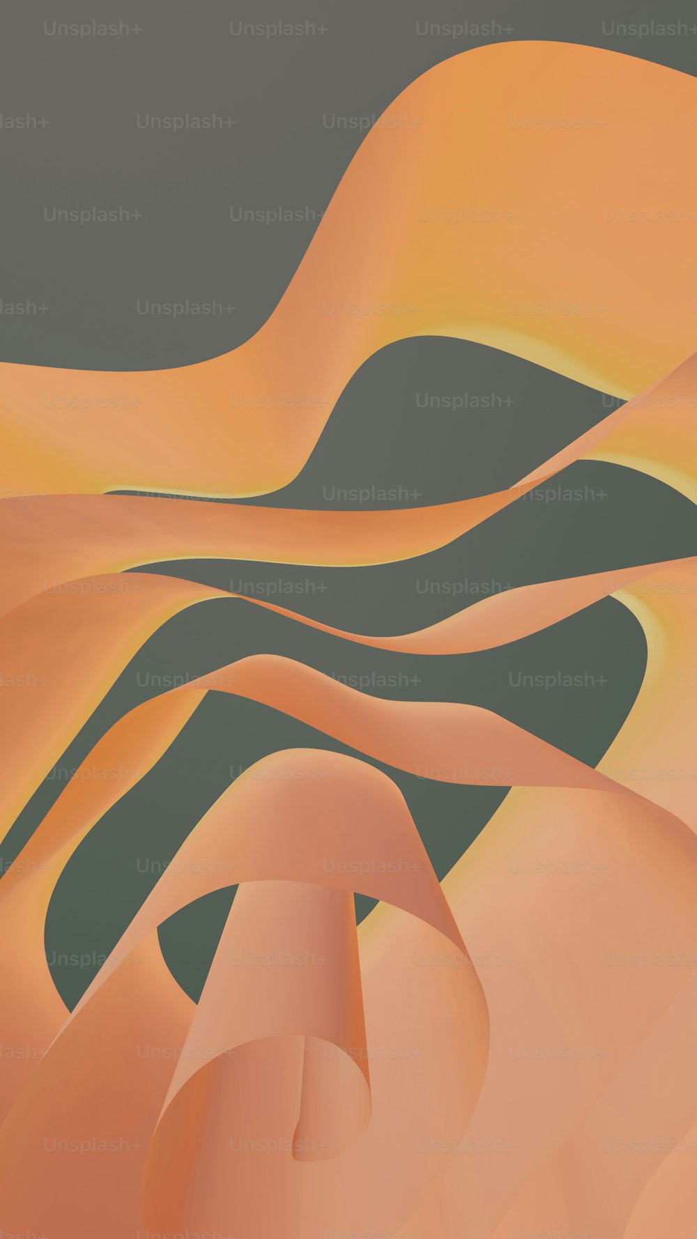Una pintura digital de una ola naranja y amarilla