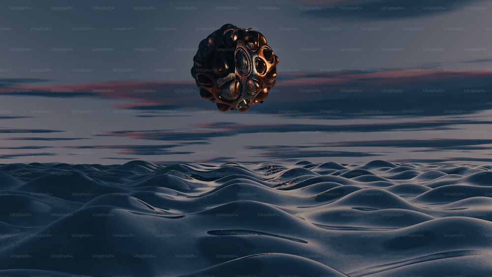 Una imagen generada por computadora de un objeto flotando en el cielo