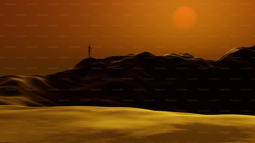 Una imagen generada por computadora de una montaña con una cruz en la parte superior
