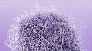 eine Nahaufnahme der Haare einer Person mit violettem Hintergrund