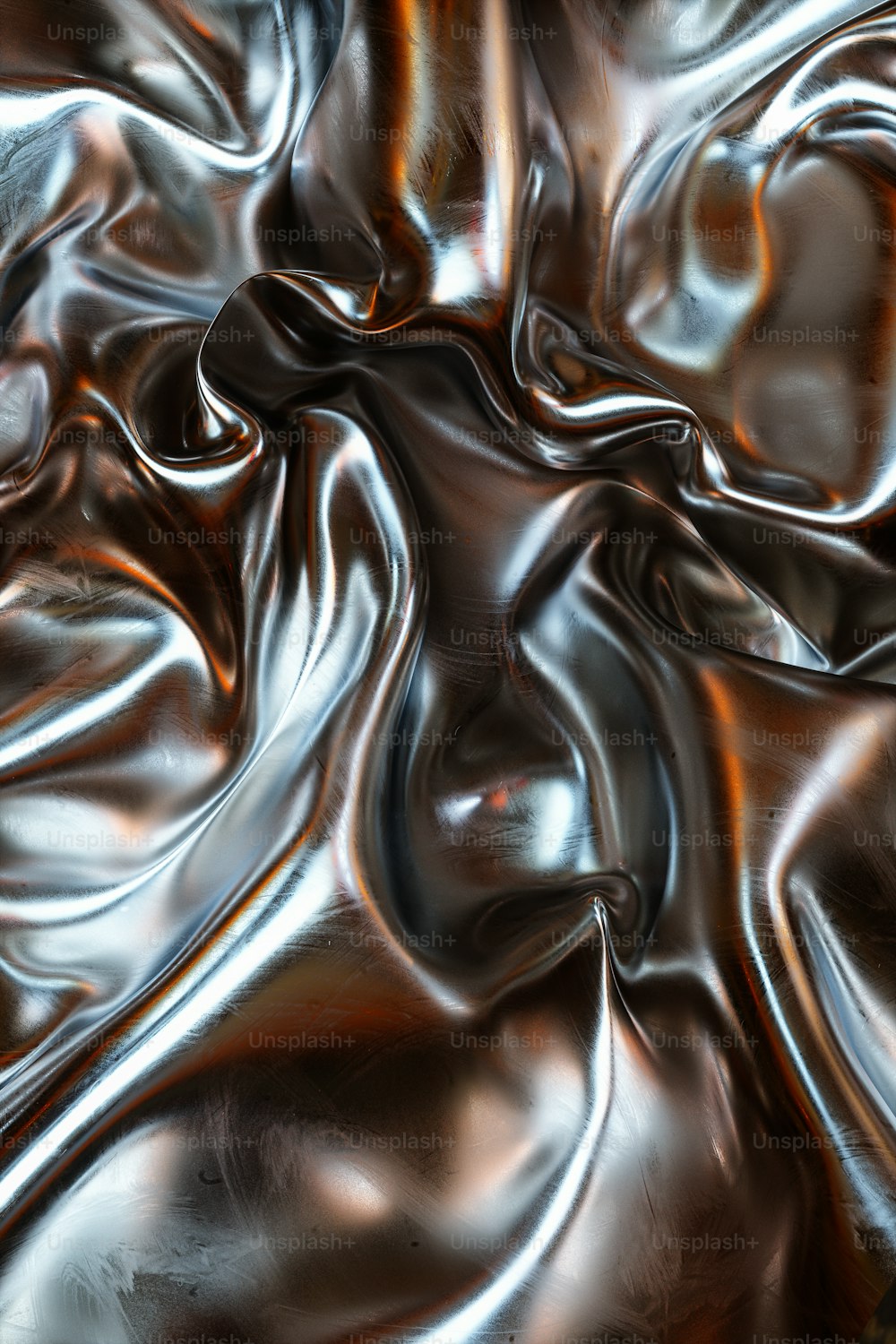 um close up de uma superfície de metal brilhante