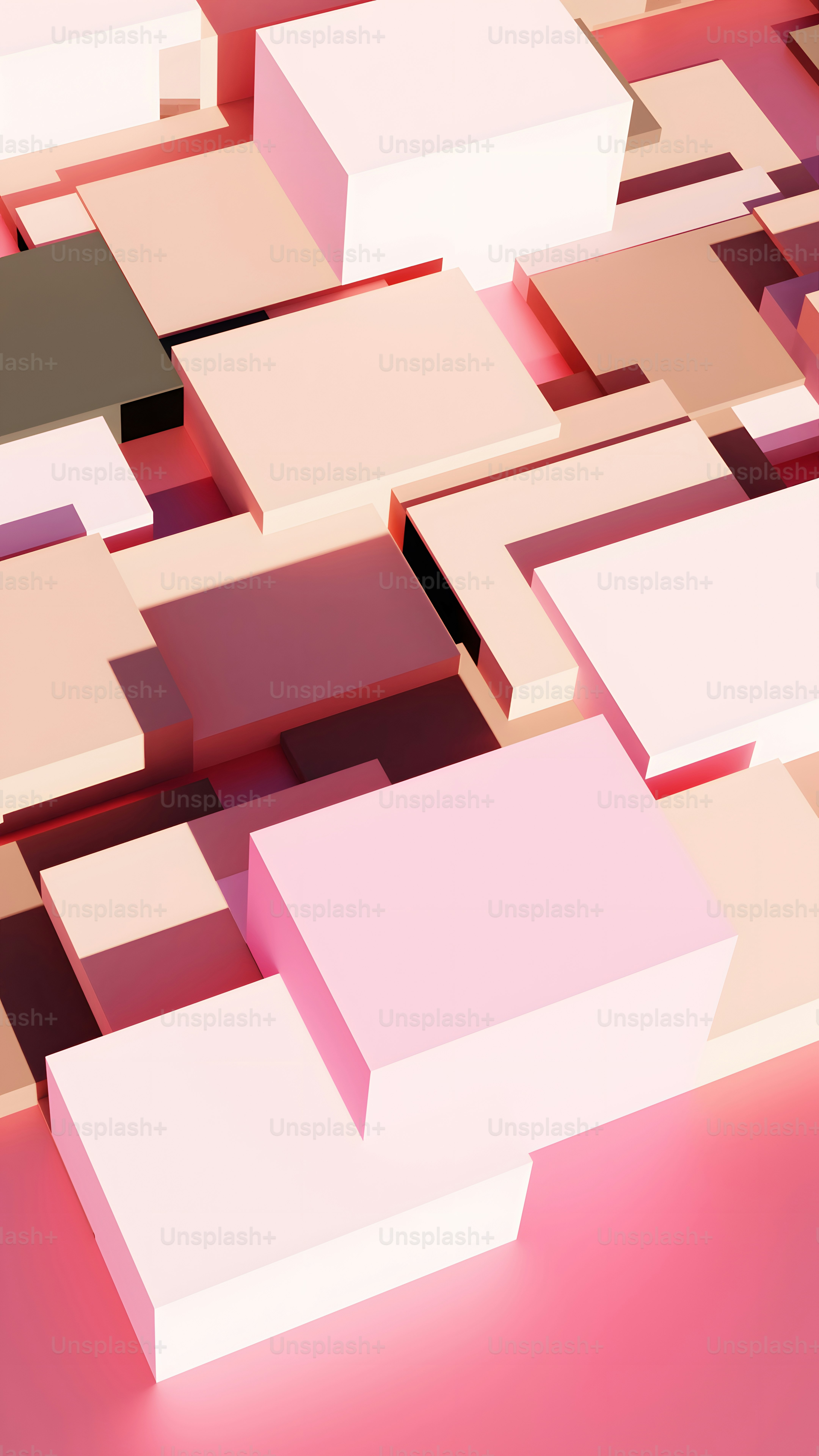 uno sfondo astratto rosa e nero con quadrati e rettangoli