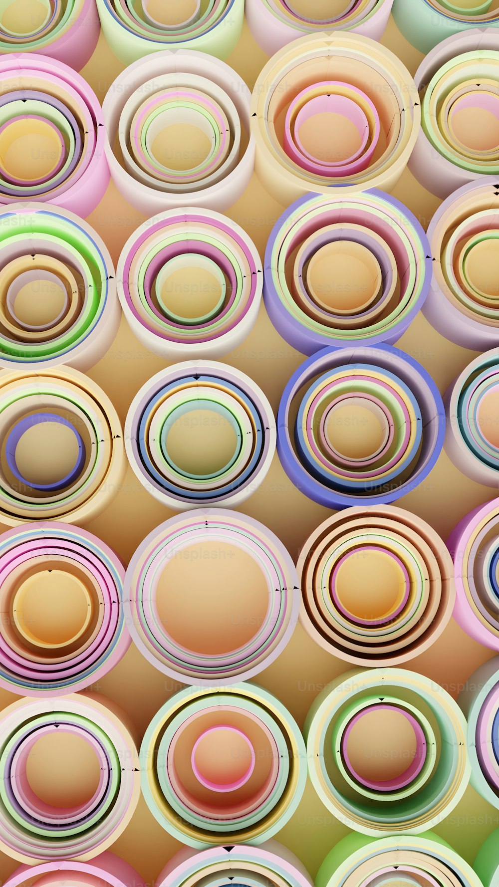 un groupe de cercles multicolores sur un mur