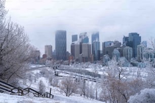 Une vue d’une ville en hiver