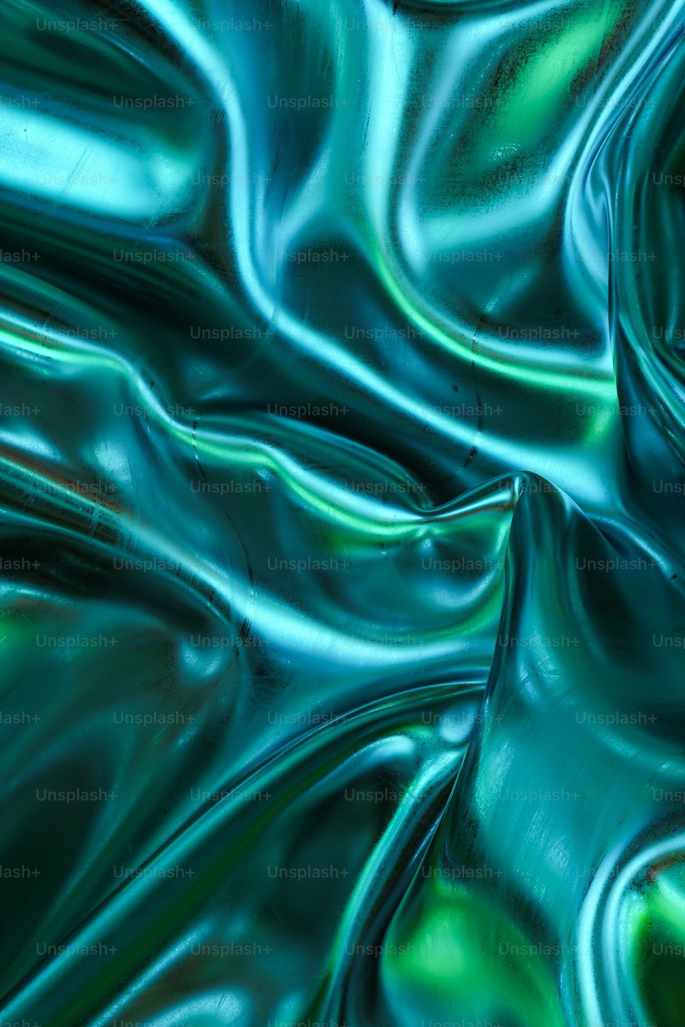 a blue and green background with wavy lines