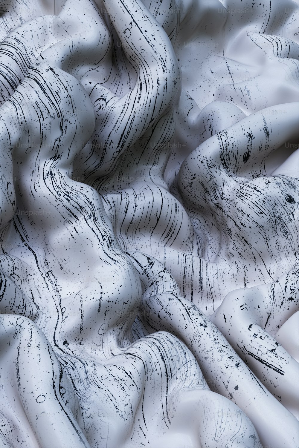 a close up of a white fabric with black lines