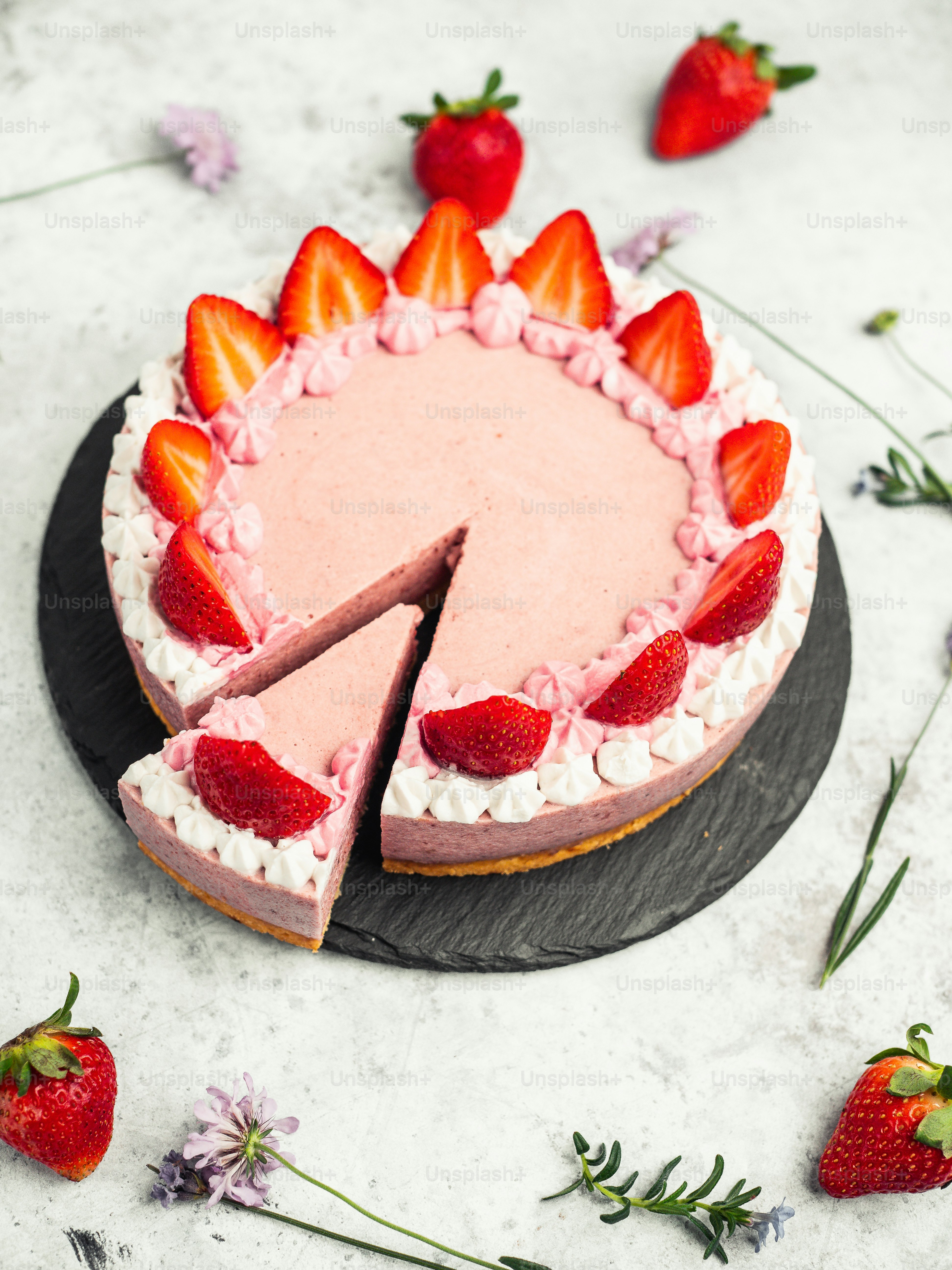 a cake with a slice cut out of it