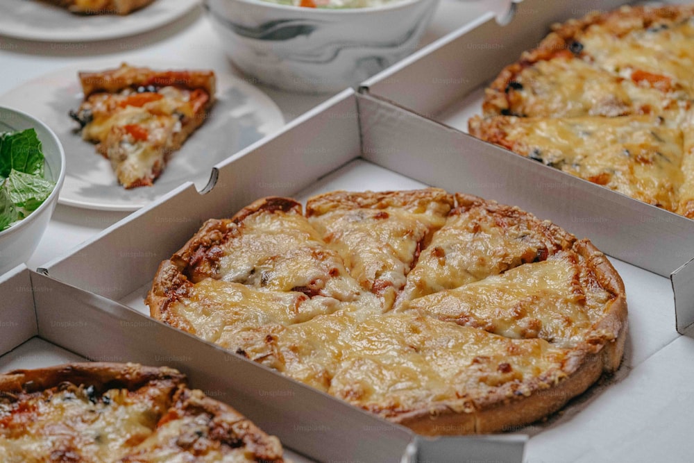 a pizza in a box on a table