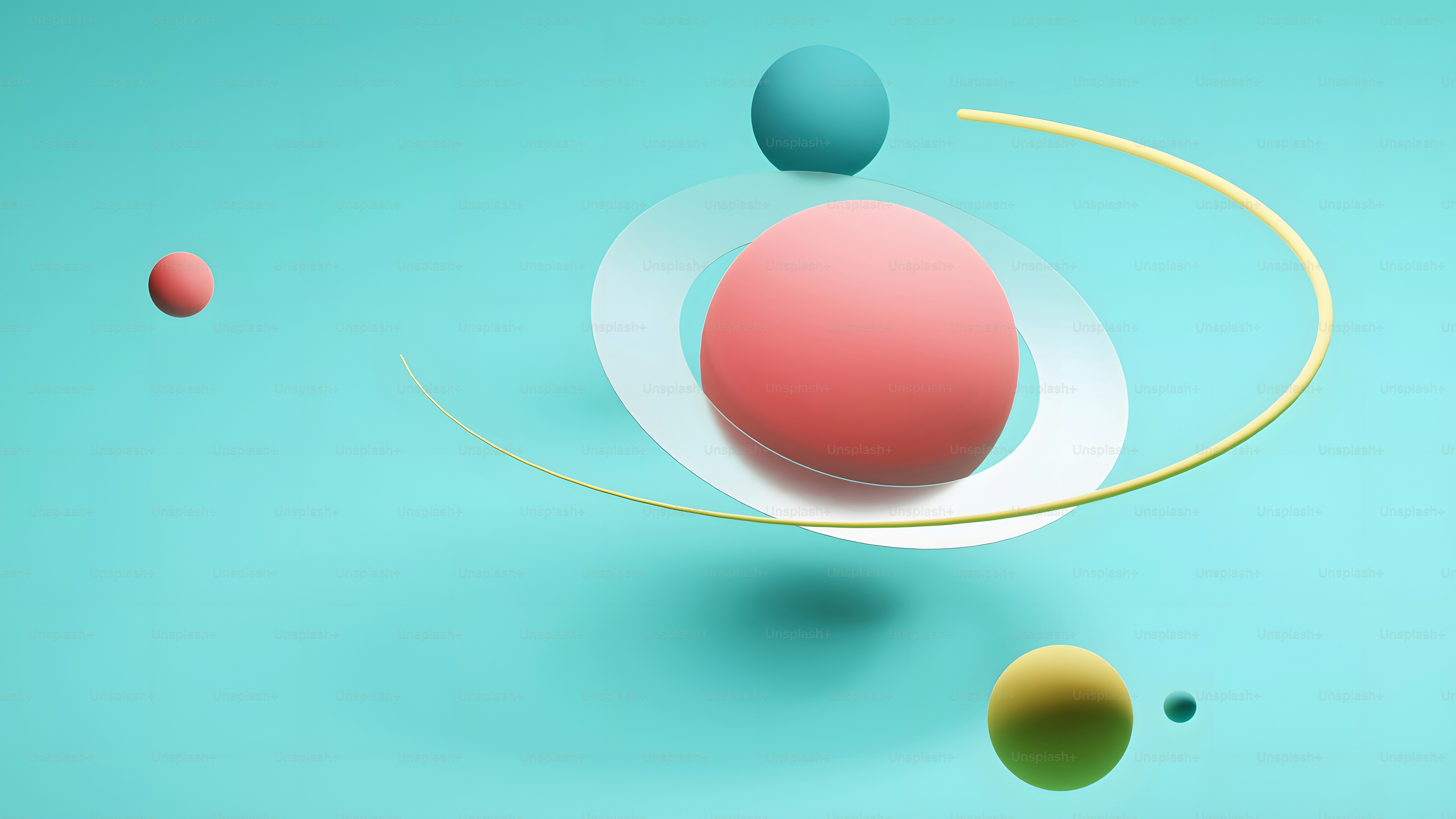 A group of different colored balls floating in the air photo ...