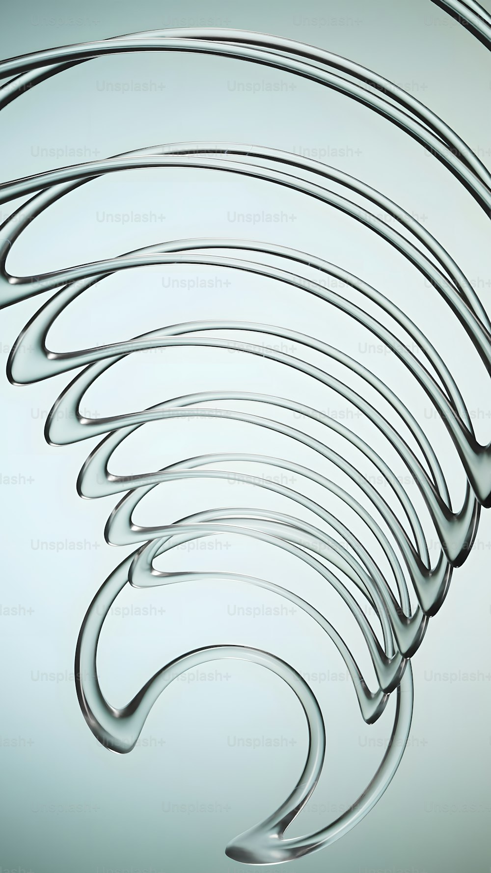 a bunch of metal spirals on a blue background
