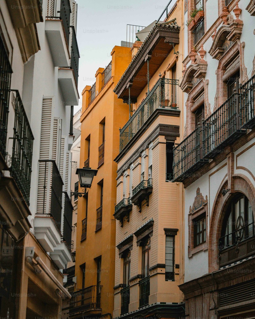 a row of buildings with balconies and balconies on them