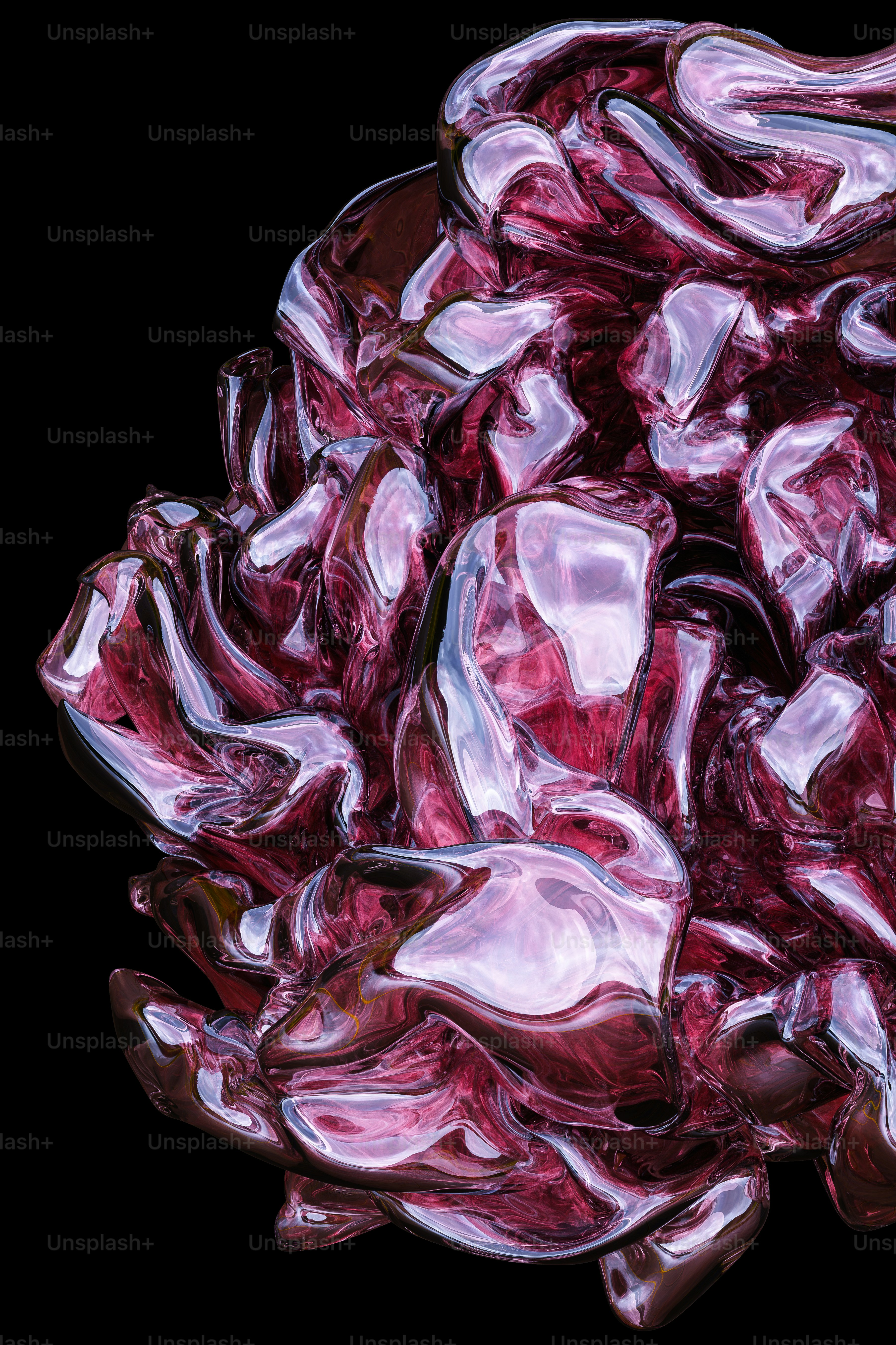 um close up de um monte de vidro vermelho