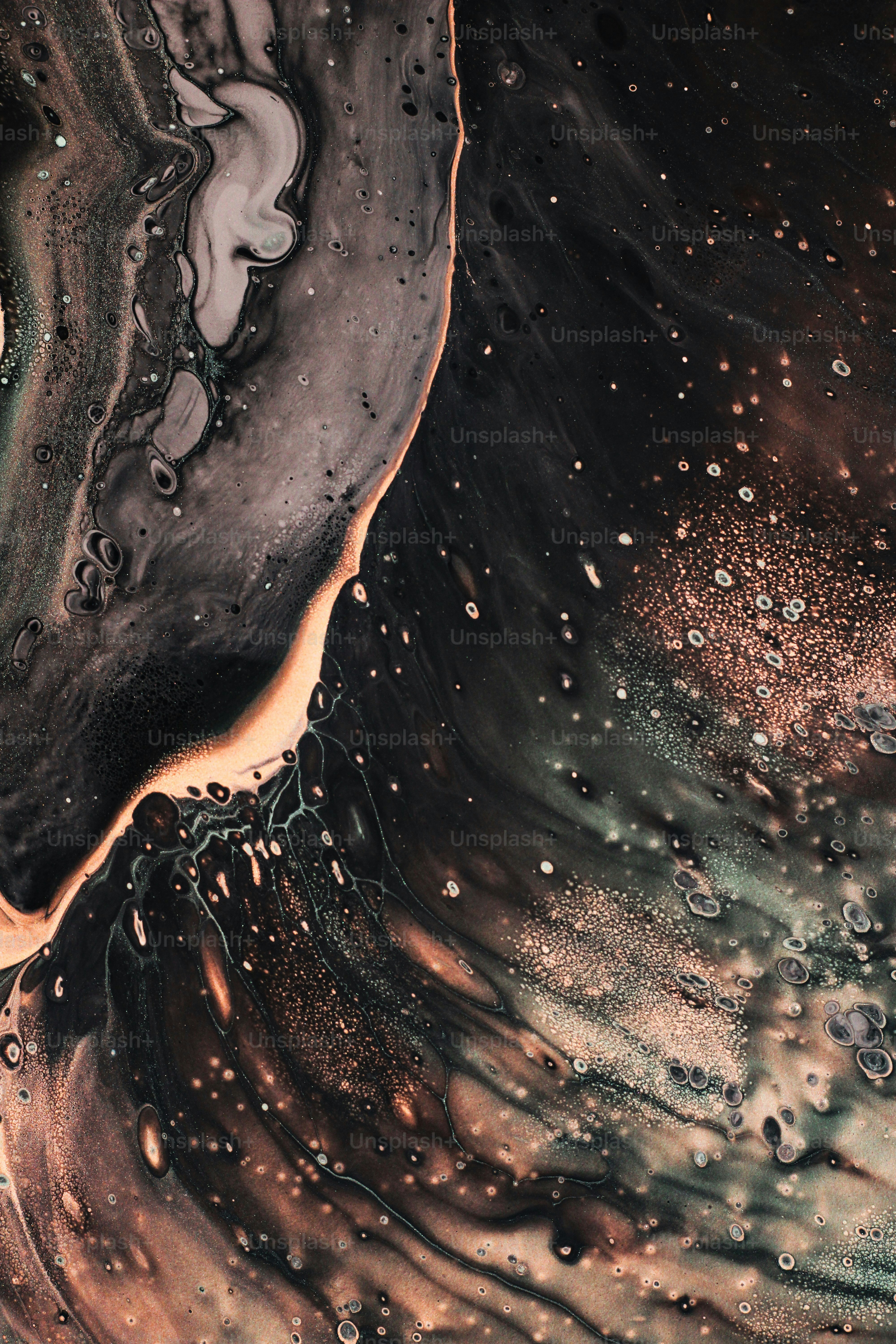A close up of a black and white abstract painting photo – Art Image on ...