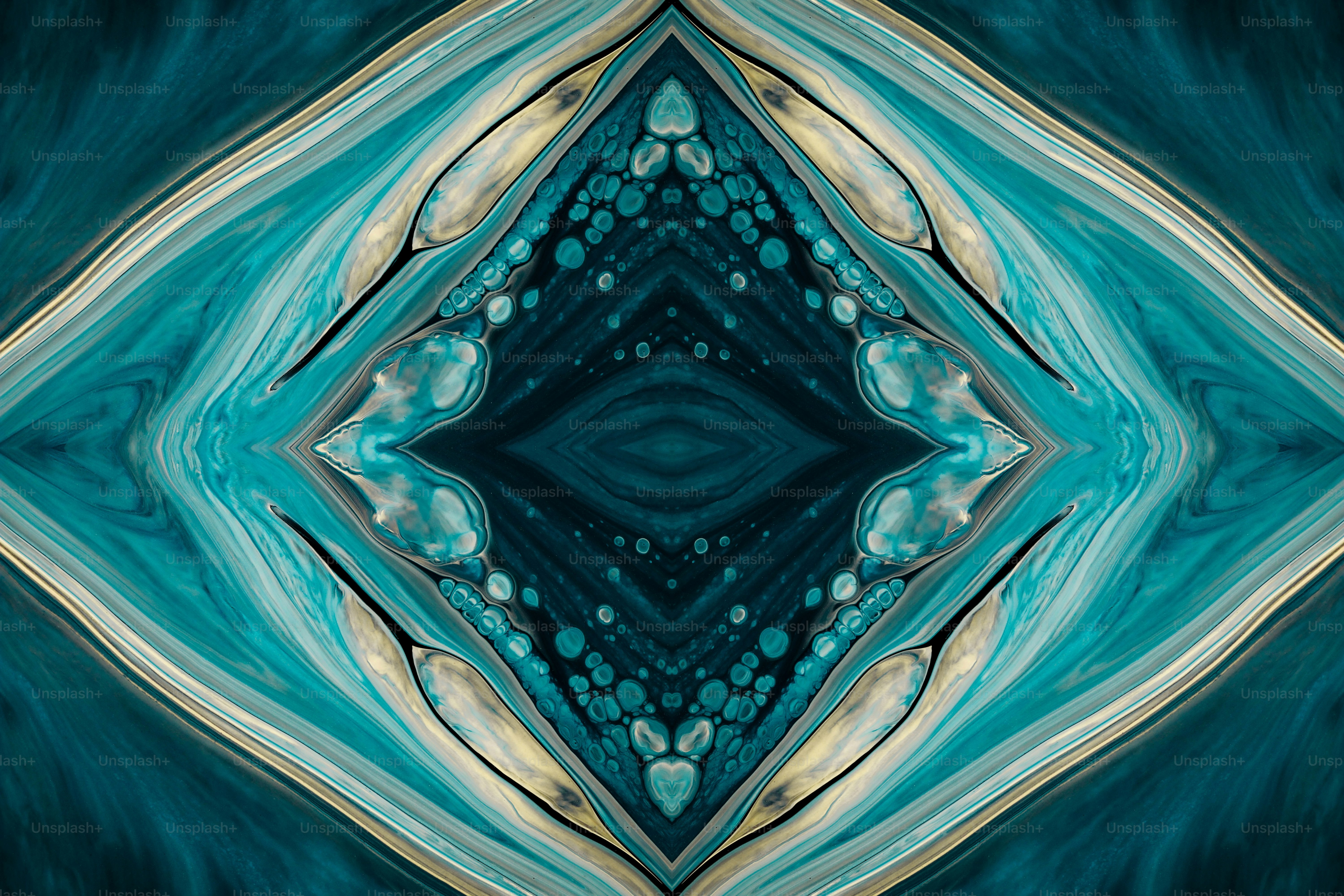 an abstract image of a blue and gold design