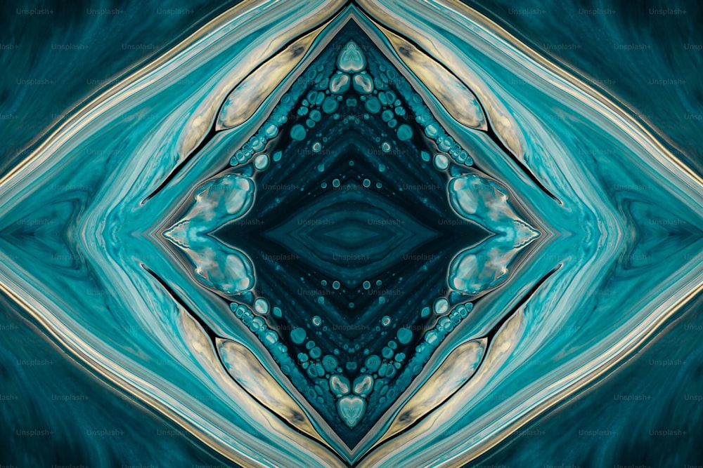 Una imagen abstracta de un diseño azul y dorado
