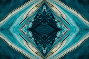 an abstract image of a blue and gold design