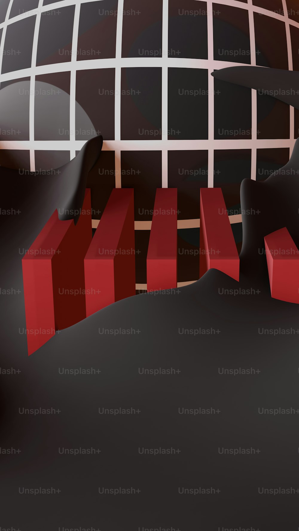 uno sfondo nero e rosso con un design a scacchi
