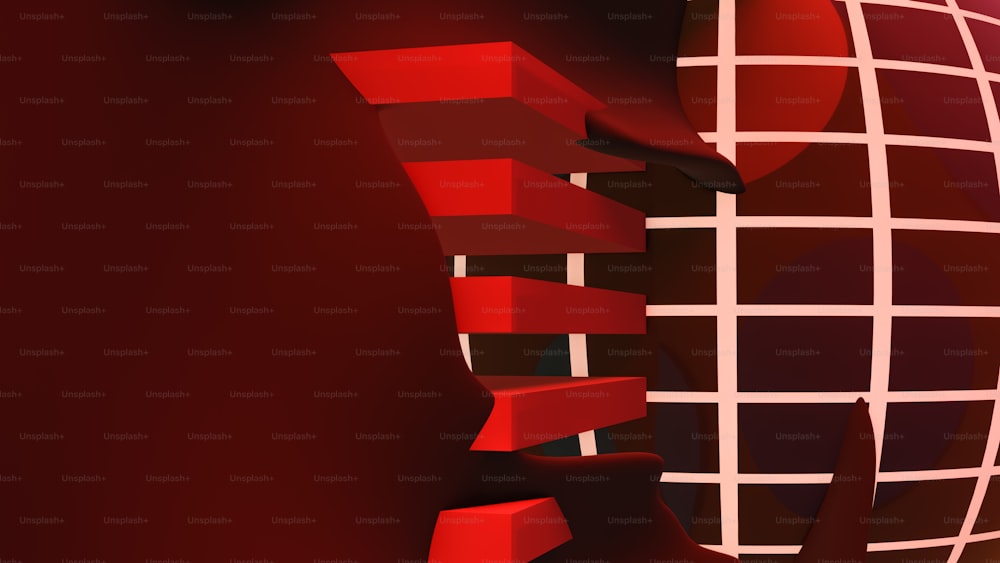 un arrière-plan abstrait rouge avec un motif de grille