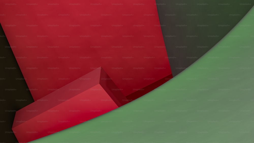 ein rot-grünes abstraktes Gemälde mit schwarzem Hintergrund