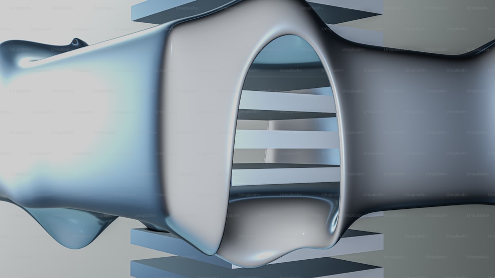 a 3d image of a metal structure with a curved section