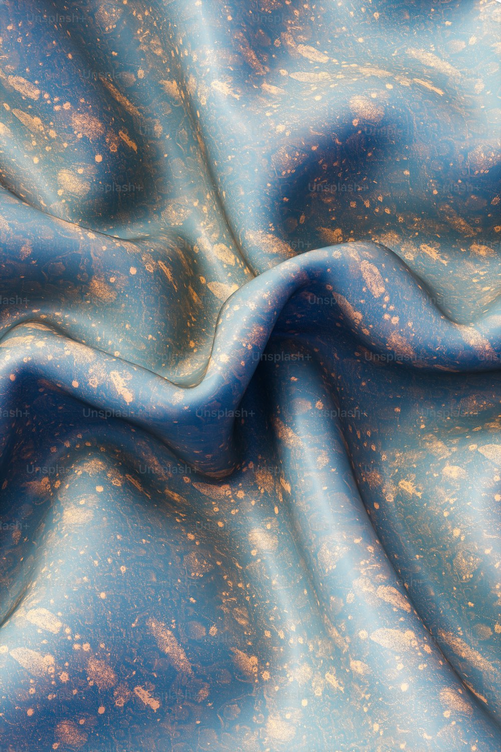 a blue fabric with gold stars on it