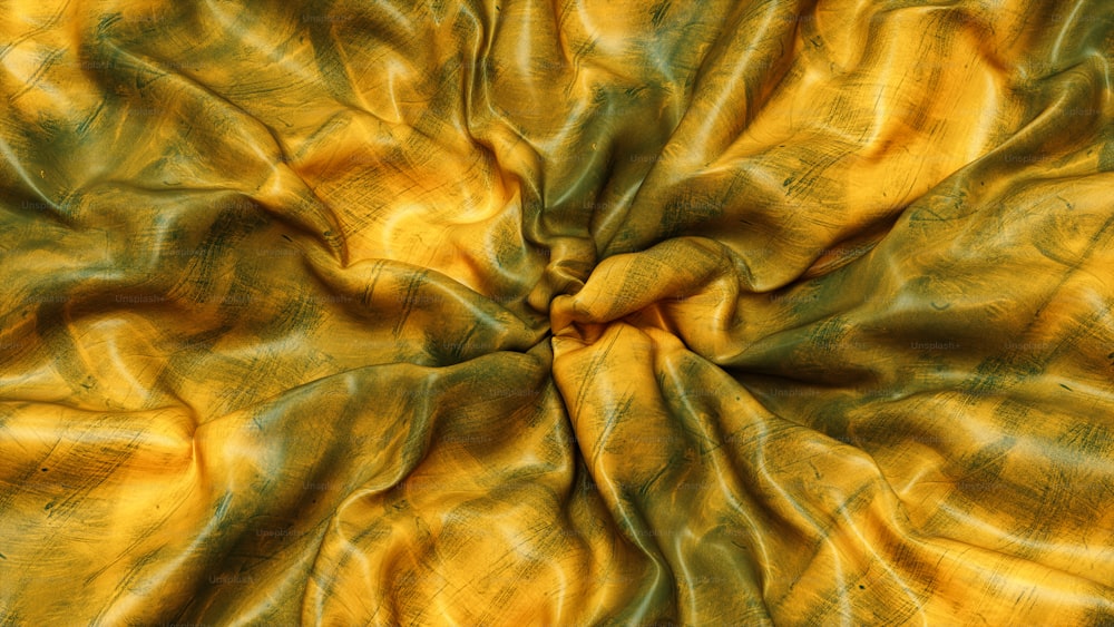 a close up of a yellow and green fabric