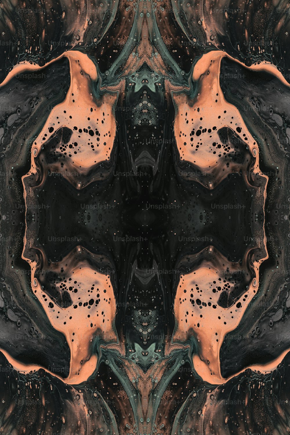 an abstract image of a black and orange design