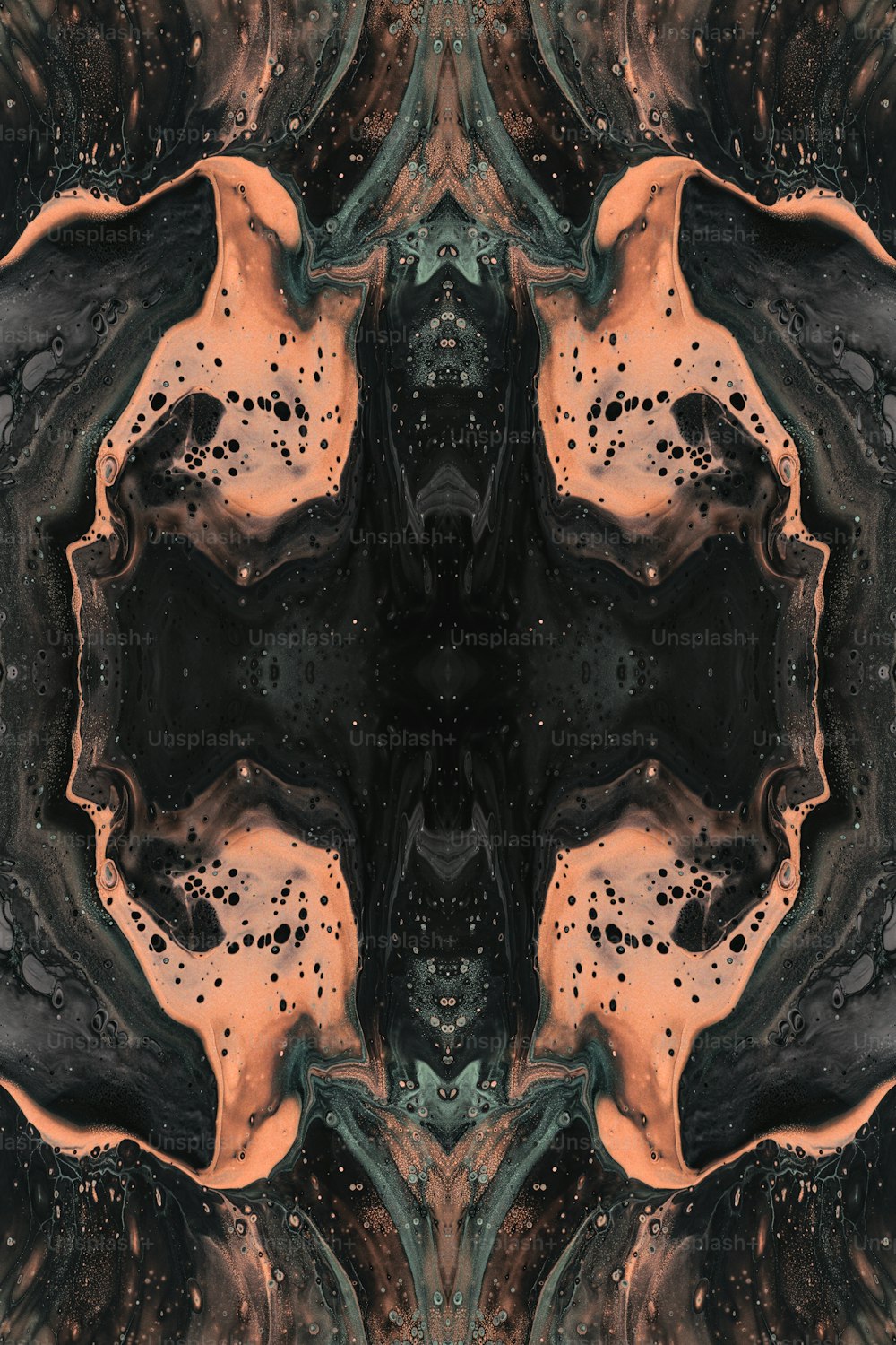 an abstract image of a black and orange design