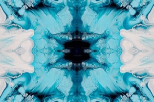 Un diseño abstracto azul y blanco con un centro negro
