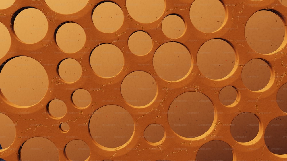 a close up of a wall with circles on it