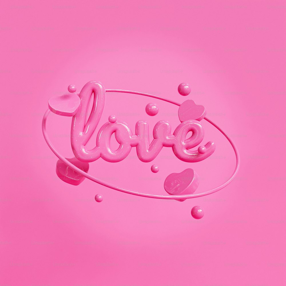 a pink background with the word love spelled out